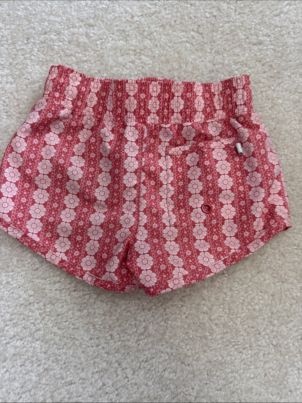 Minnow Swim boys Red Floral Stripe Drawstring bathing suit - Picture 2 of 4